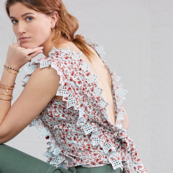 Anthropologie Tops - Anthropologie Blue Tassel Trina Blouse Sz L